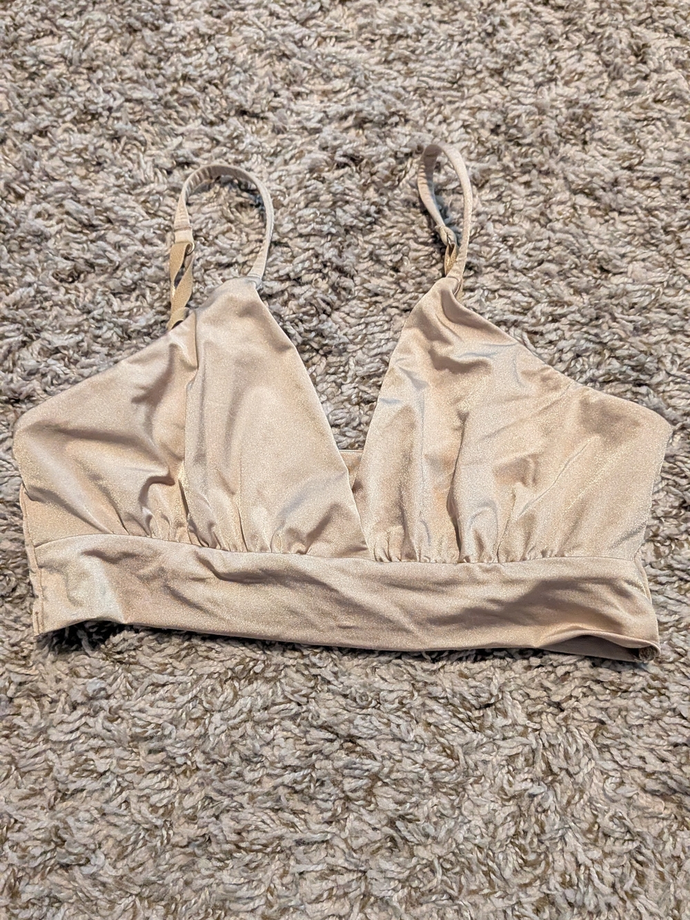 A Pea in the Pod Neutral Satin Bralette in Light Beige